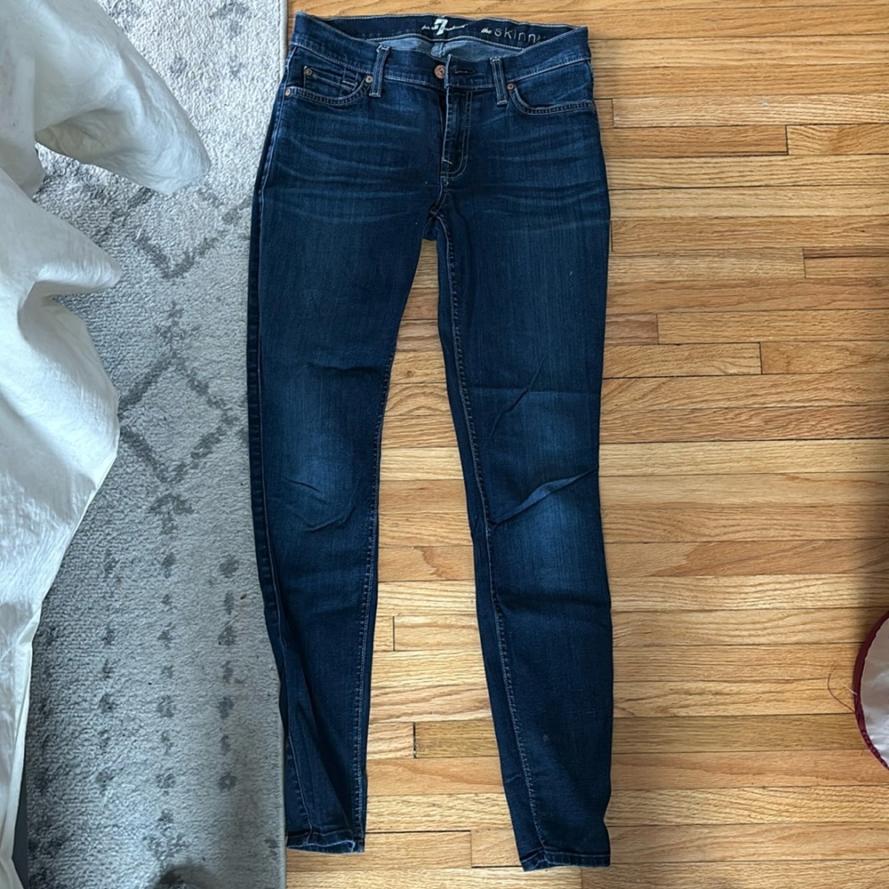 7 for all Mankind dark wash skinny jeans. Size 27